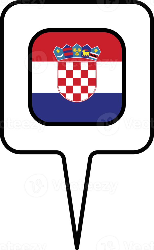 Croazia bandiera carta geografica pointer icona, piazza design. png