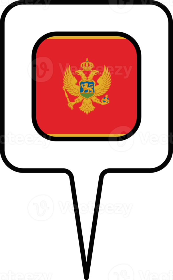 Montenegro flag Map pointer icon, square design. png