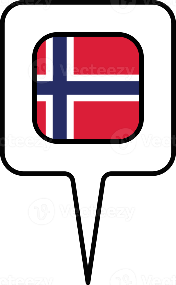 Norvegia bandiera carta geografica pointer icona, piazza design. png