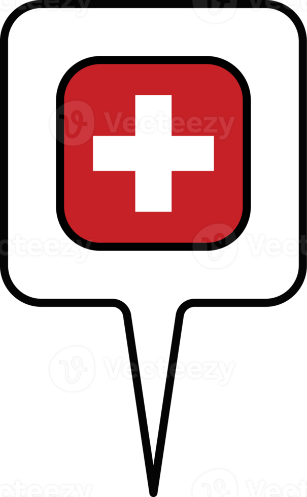 Switzerland flag Map pointer icon, square design. png