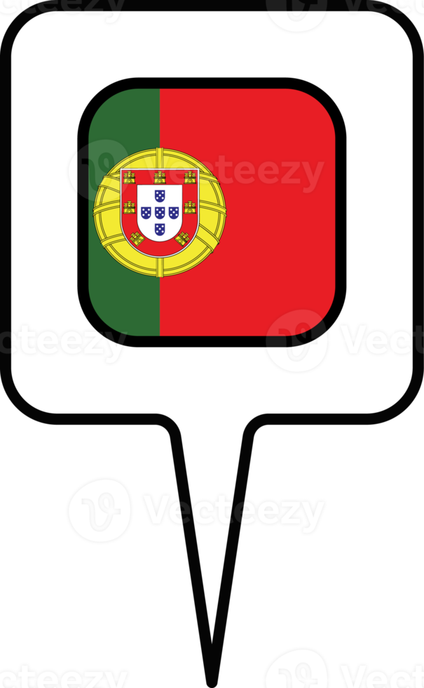 Portugal flag Map pointer icon, square design. png