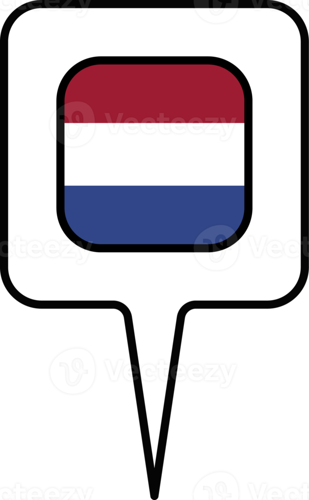 Netherlands flag Map pointer icon, square design. png