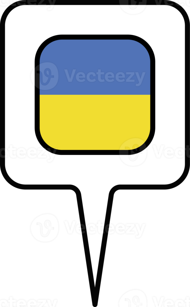 Ukraine flag Map pointer icon, square design. png
