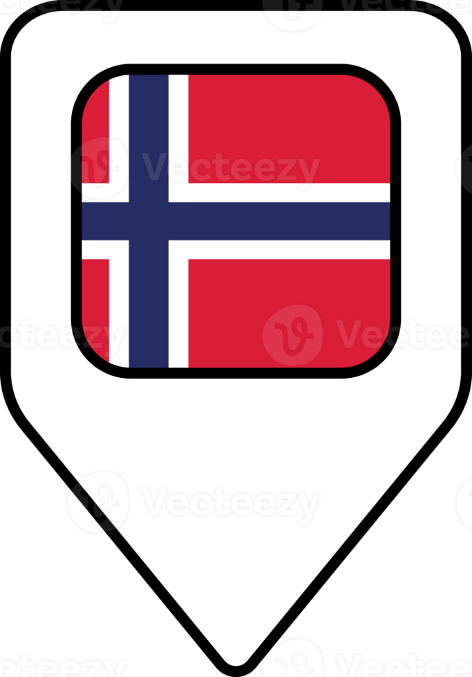 Norway flag map pin navigation icon, square design. png