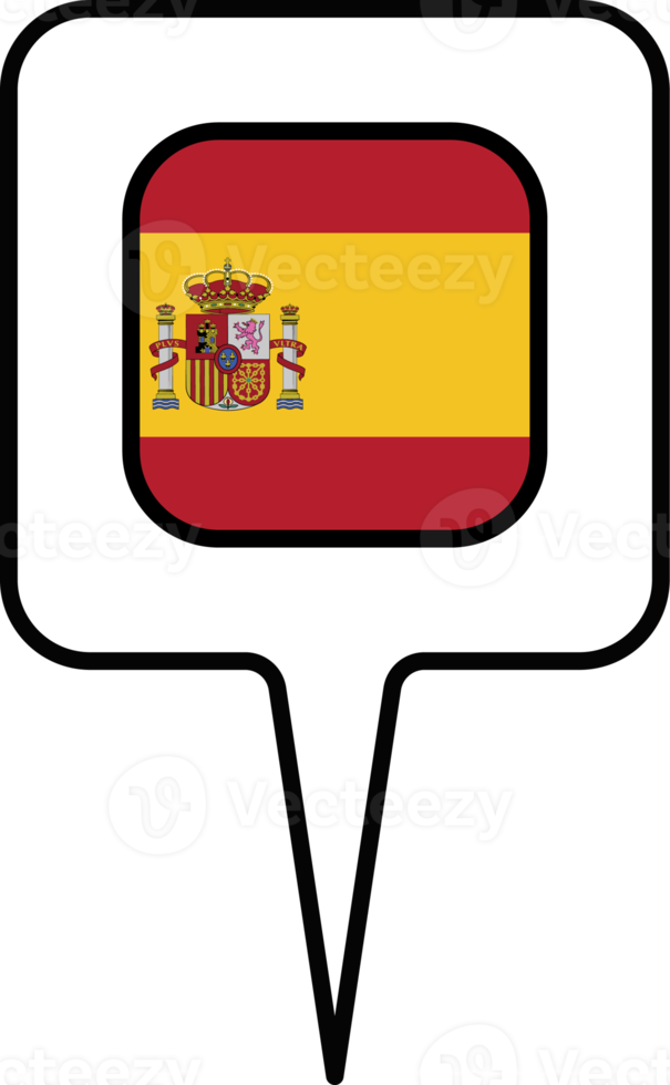 Spain flag Map pointer icon, square design. png