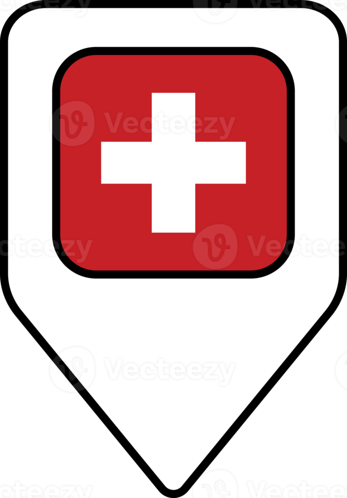 Switzerland flag map pin navigation icon, square design. png