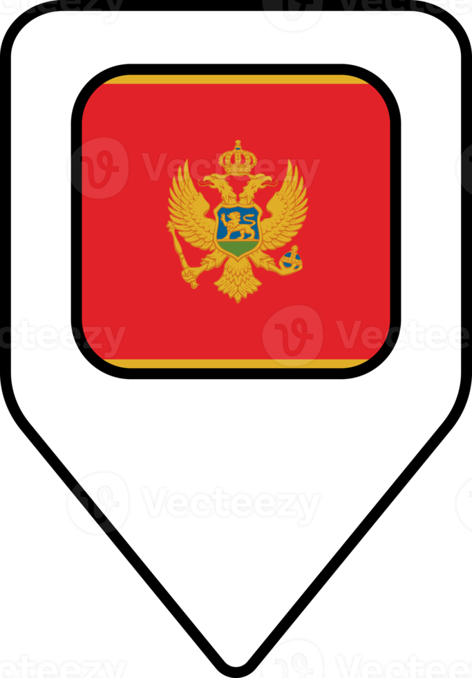 montenegro bandera mapa alfiler navegación icono, cuadrado diseño. png