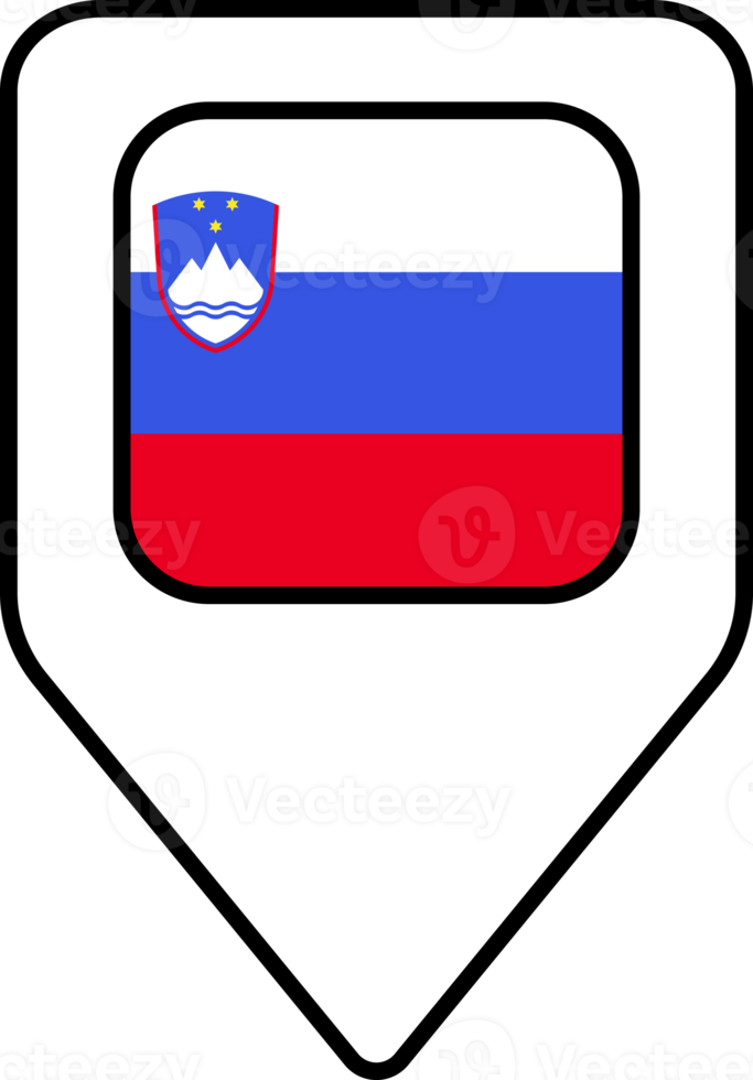 Slovenia flag map pin navigation icon, square design. png