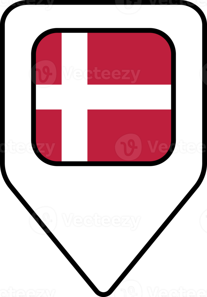 Dinamarca bandera mapa alfiler navegación icono, cuadrado diseño. png