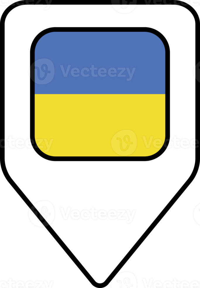 Ukraine flag map pin navigation icon, square design. png