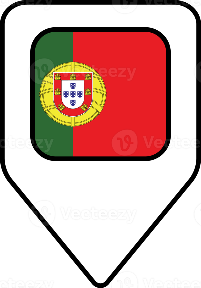 Portugal flag map pin navigation icon, square design. png