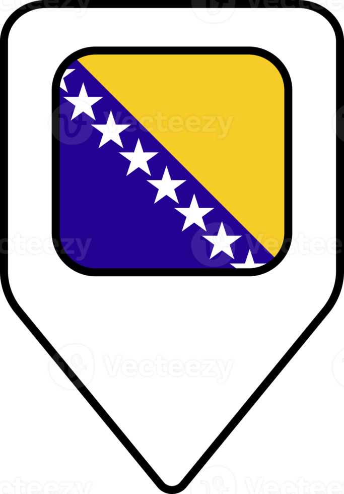 Bosnia and Herzegovina flag map pin navigation icon, square design. png