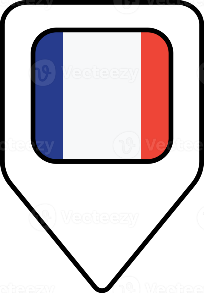 France flag map pin navigation icon, square design. png