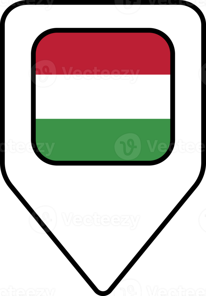 Hungary flag map pin navigation icon, square design. png