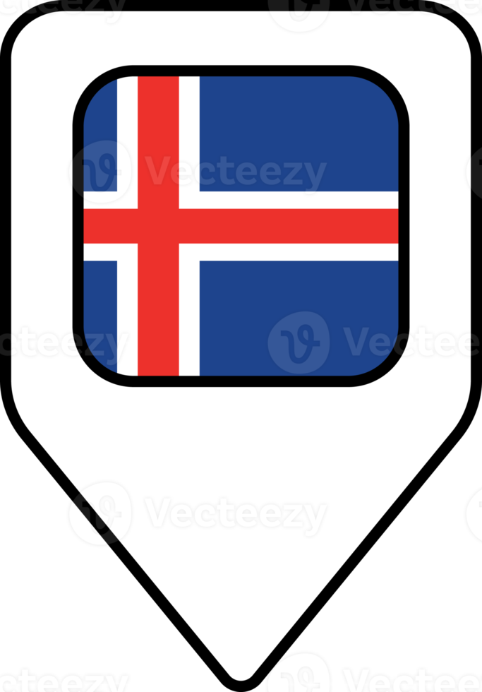 Iceland flag map pin navigation icon, square design. png