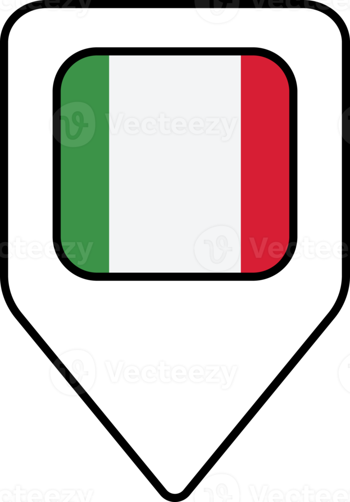 Italy flag map pin navigation icon, square design. png