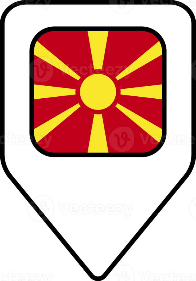 norte macadônia bandeira mapa PIN navegação ícone, quadrado Projeto. png