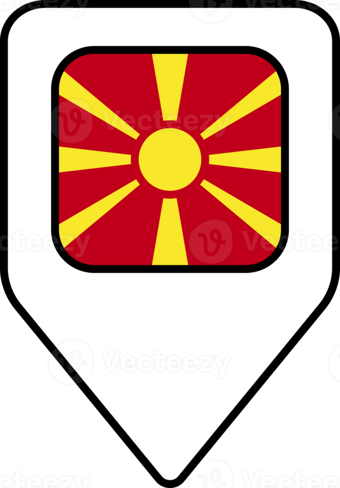 North Macadonia flag map pin navigation icon, square design. png