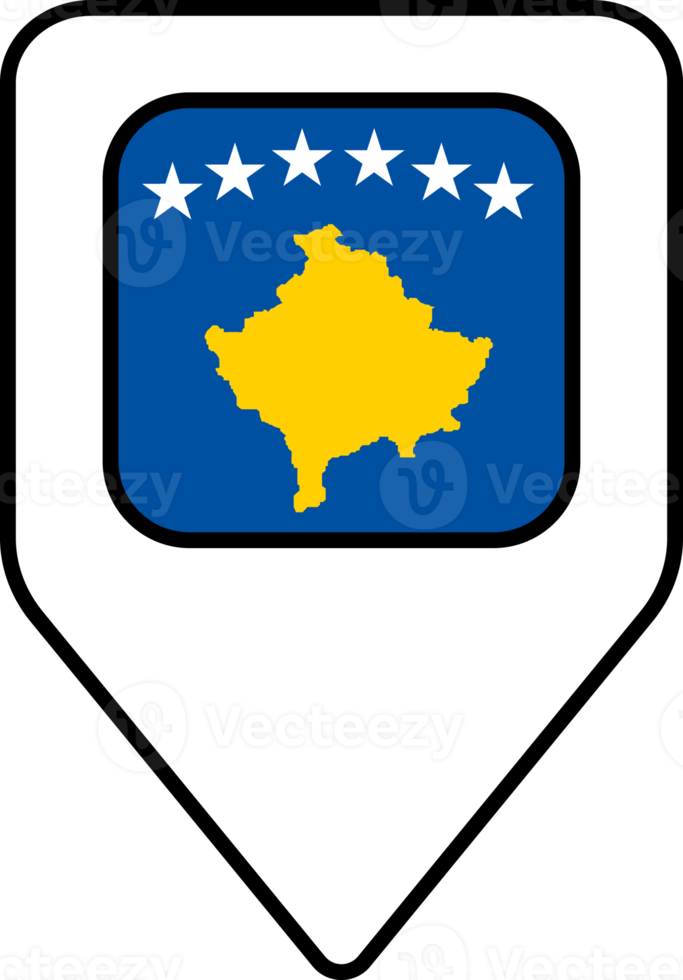 Kosovo flag map pin navigation icon, square design. png