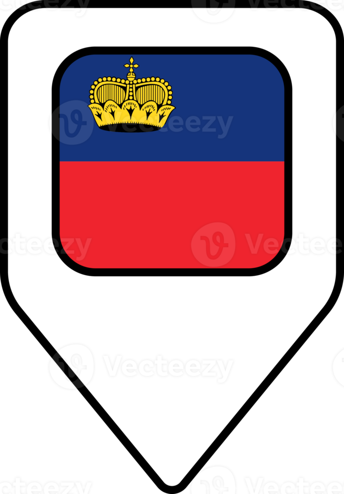Liechtenstein flag map pin navigation icon, square design. png