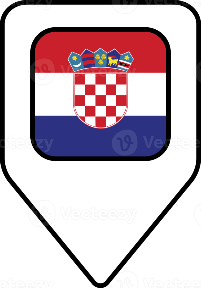 Croatia flag map pin navigation icon, square design. png