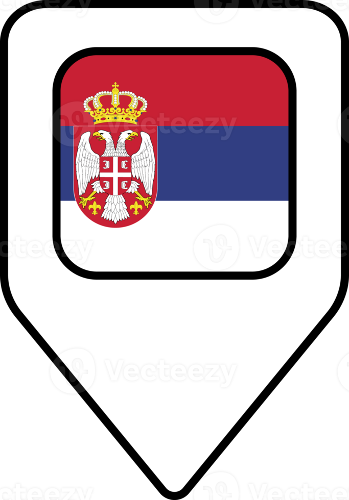 Serbia flag map pin navigation icon, square design. png