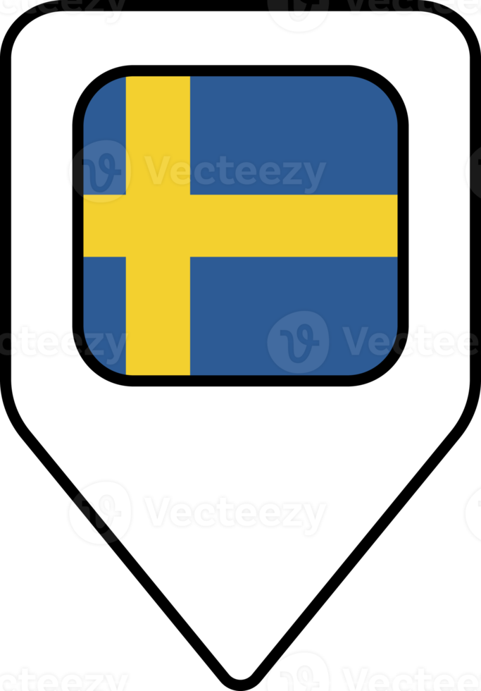 Sweden flag map pin navigation icon, square design. png