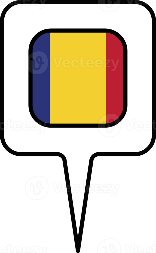 Romania flag Map pointer icon, square design. png
