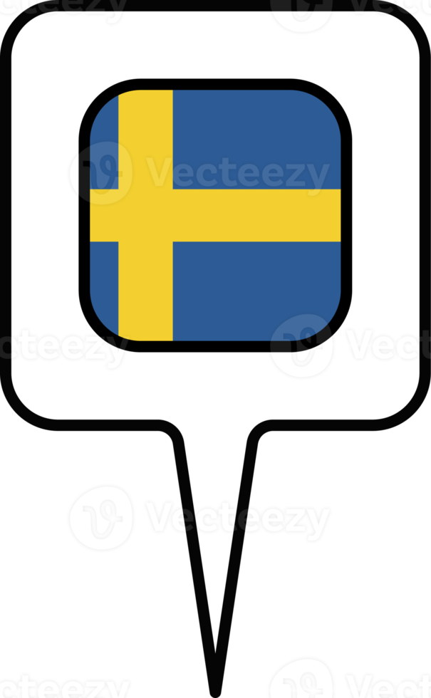 Schweden Flagge Karte Zeiger Symbol, Platz Design. png