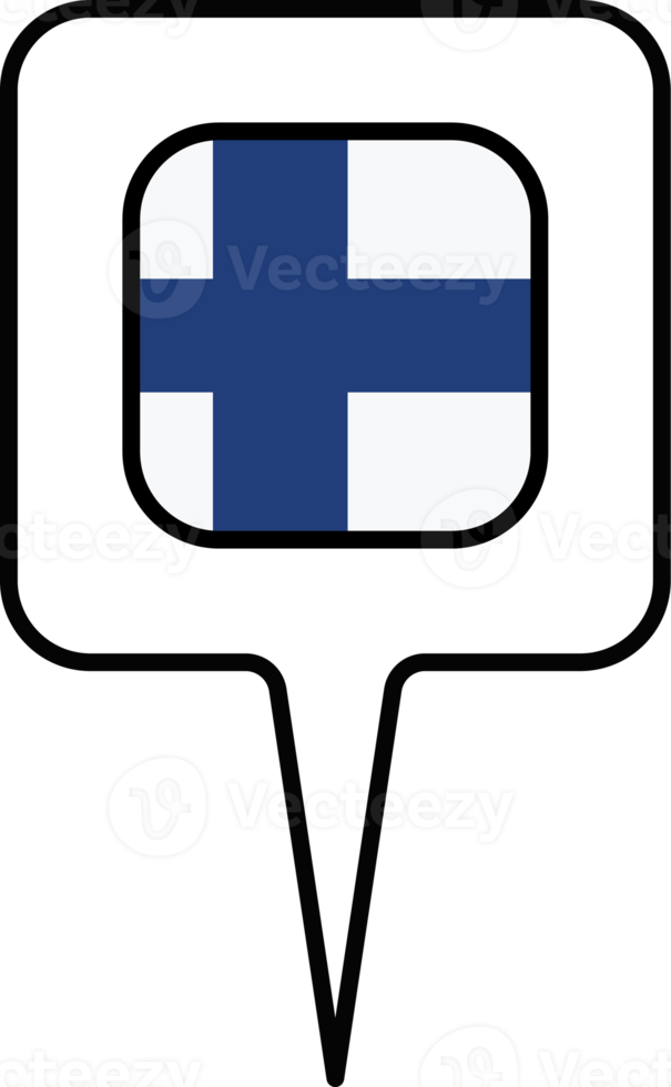 Finland flag Map pointer icon, square design. png