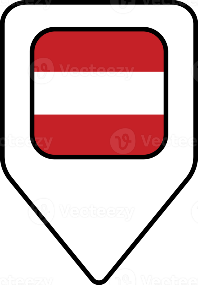 Austria flag map pin navigation icon, square design. png