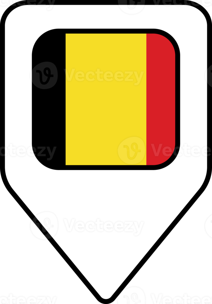 Belgium flag map pin navigation icon, square design. png