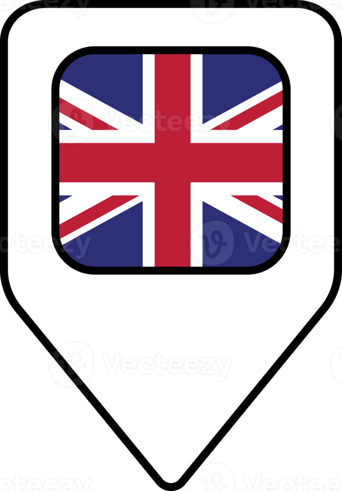 United Kingdom flag map pin navigation icon, square design. png