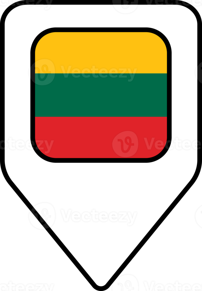 Lithuania flag map pin navigation icon, square design. png