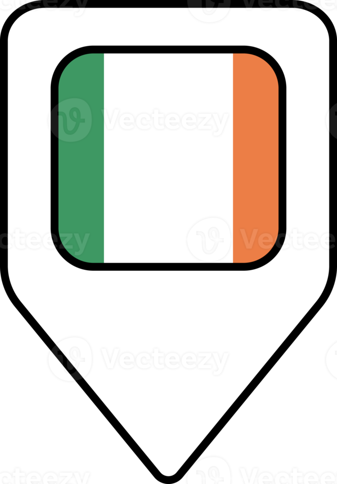 Ireland flag map pin navigation icon, square design. png