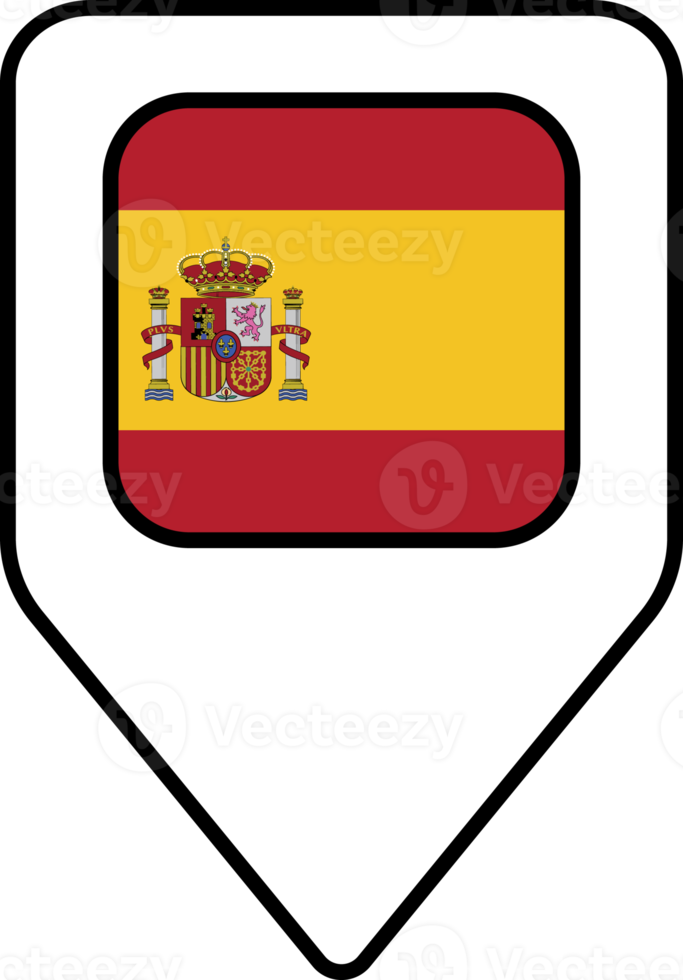 Spain flag map pin navigation icon, square design. png