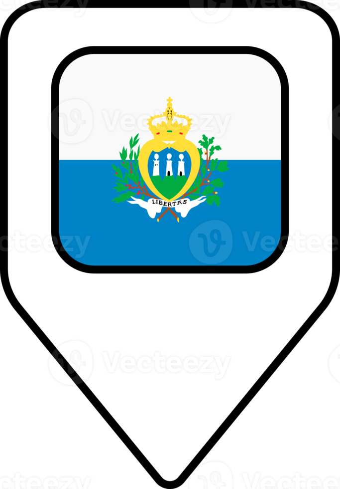 San Marino flag map pin navigation icon, square design. png