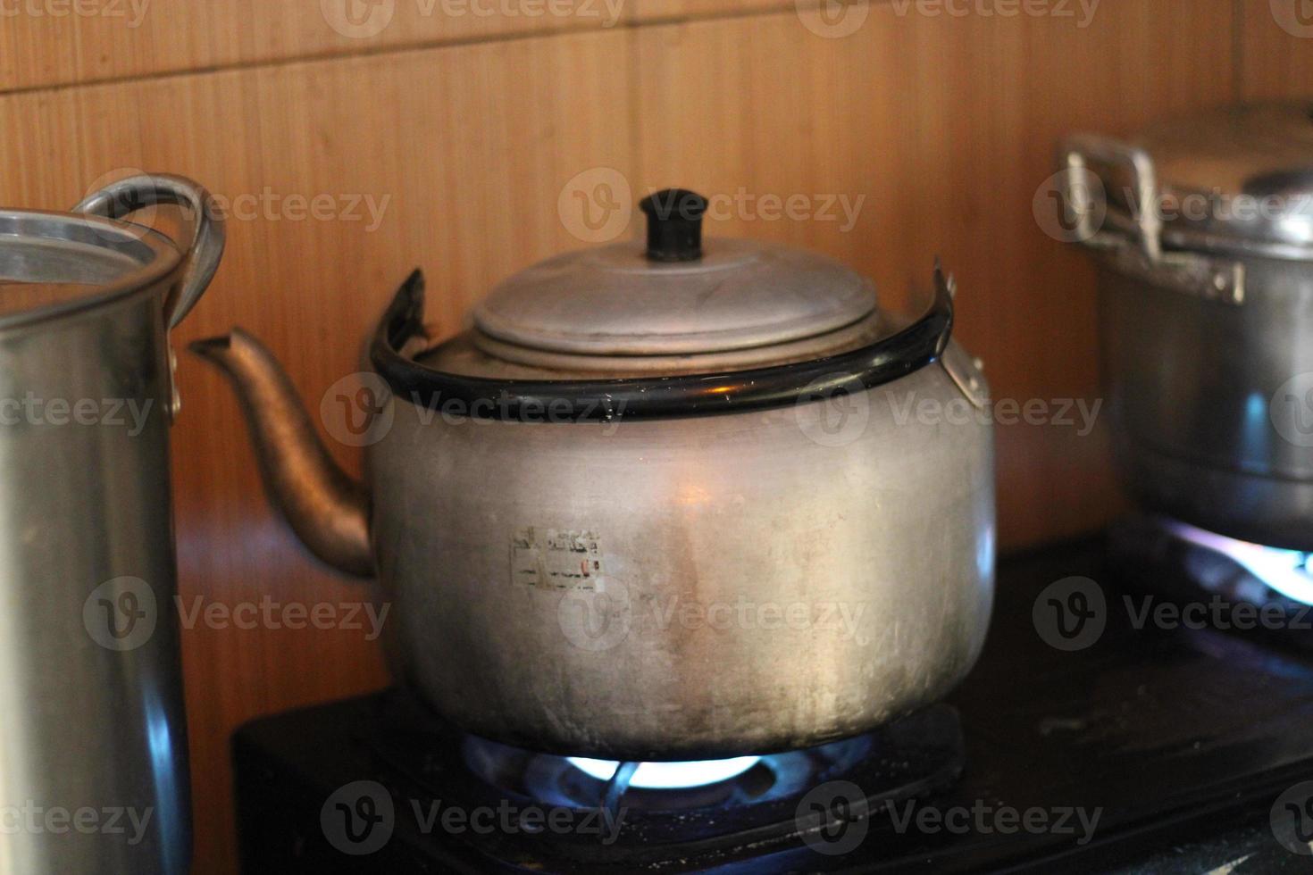 photo of hot kettle on stove