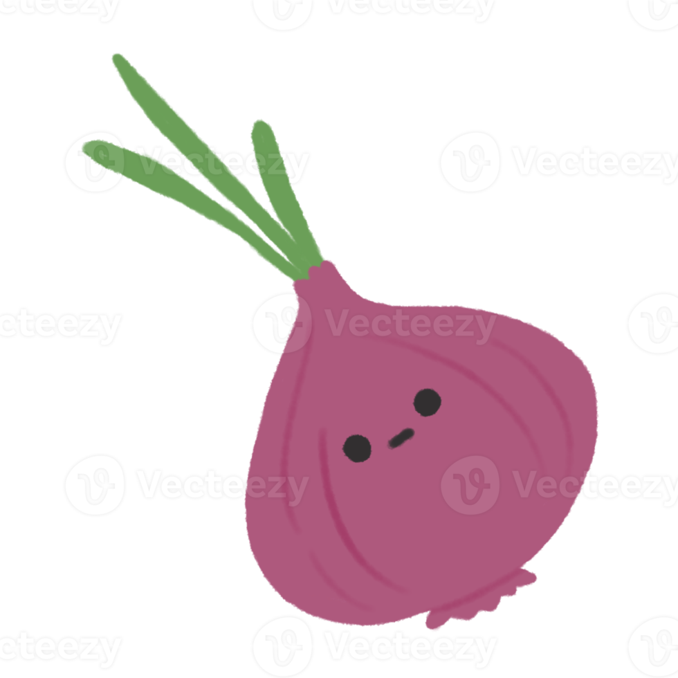 Hand-drawn Cute red onion, Cute vegetable character design in doodle style png
