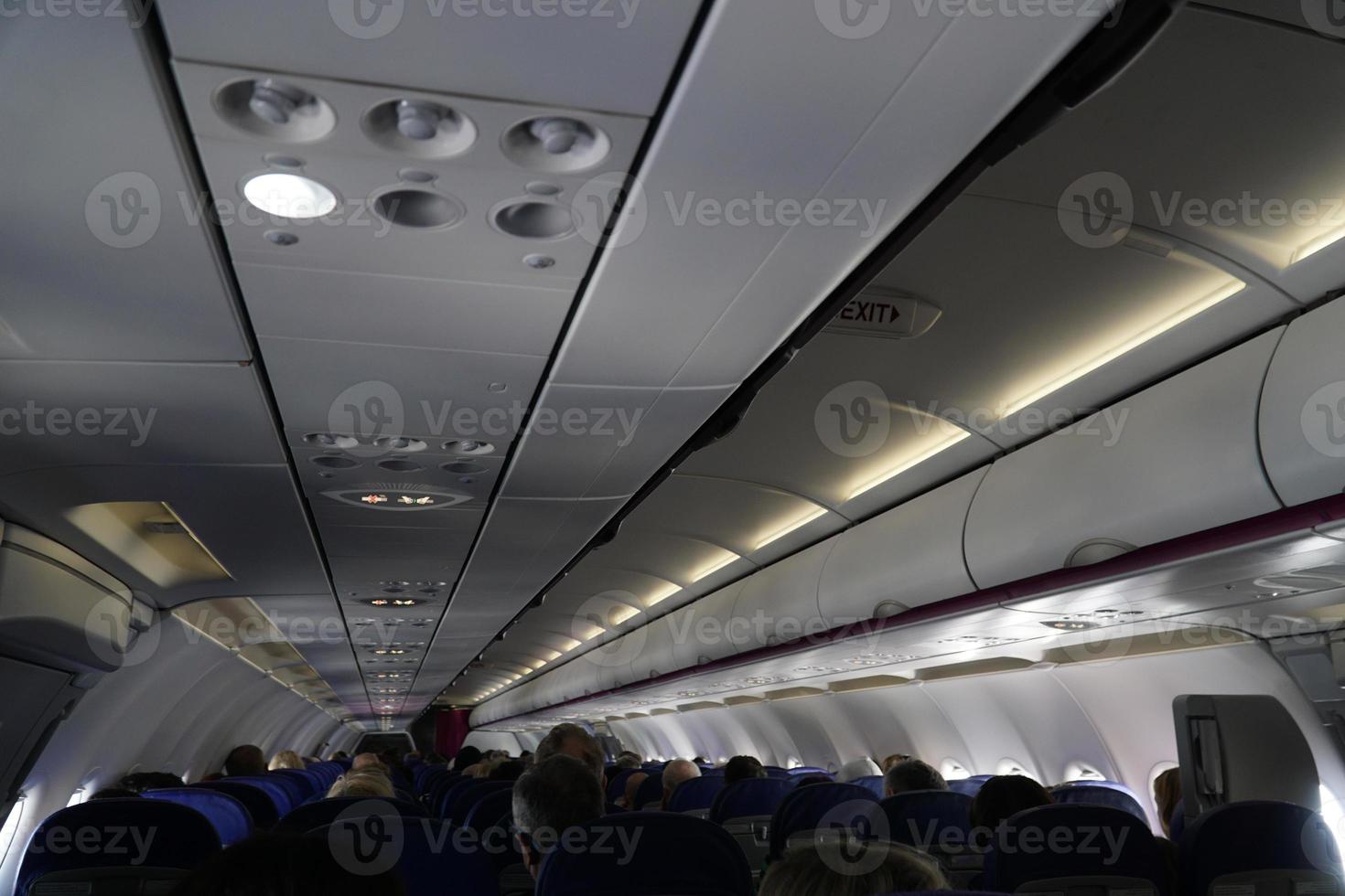 Flying Inside Passenger Airplane - Flight Concept photo