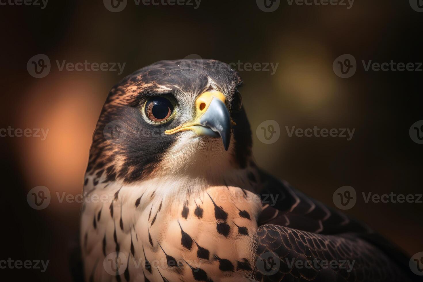 A wild falcon in a close up view created with technology. photo