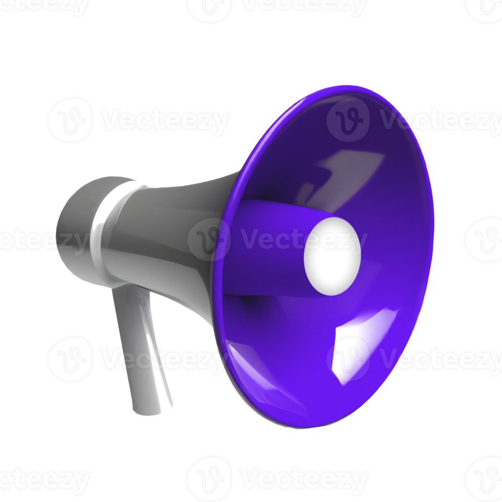 blue megaphone 3d render isolated png