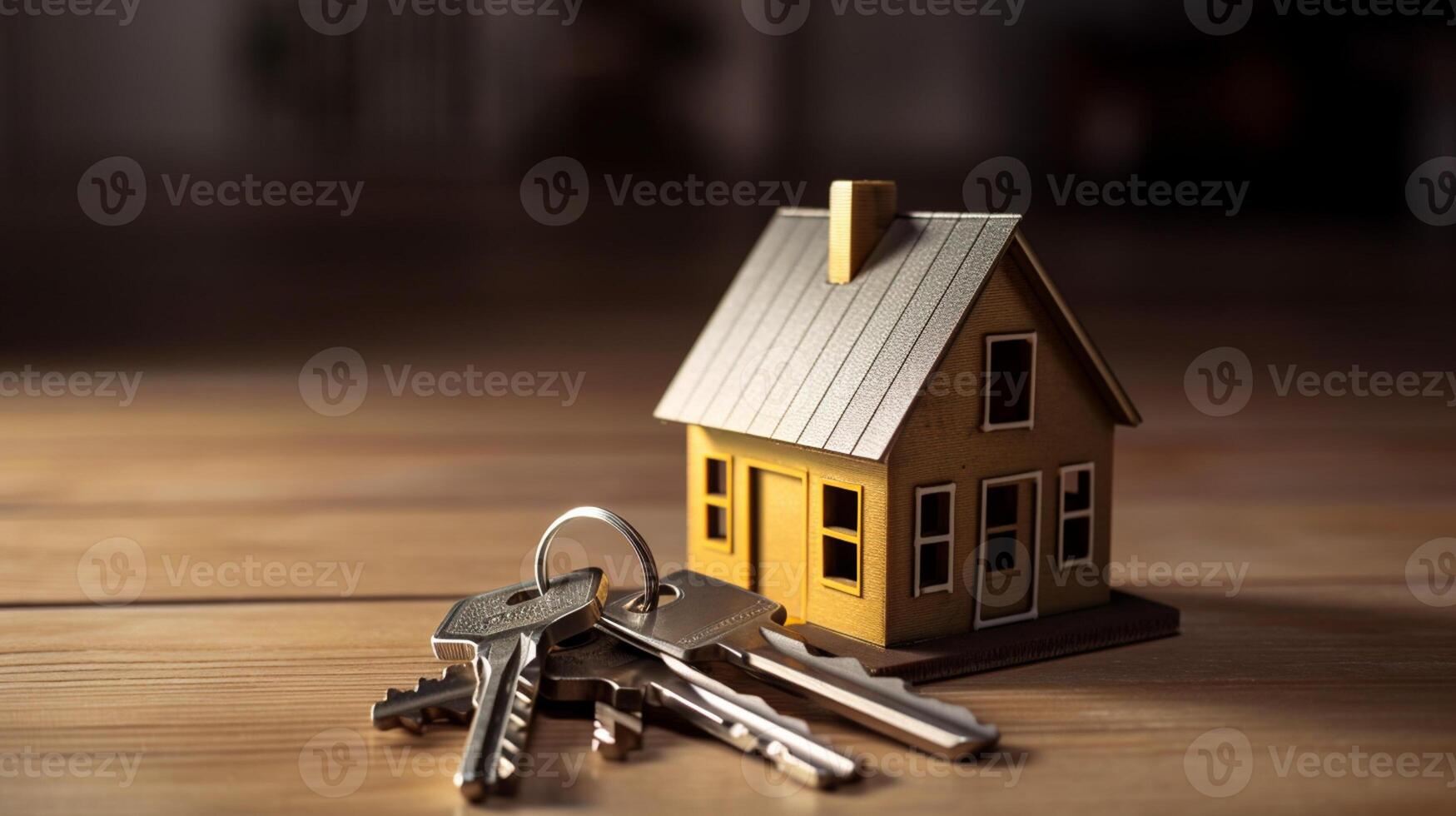 3d house with keys real estate concept photo