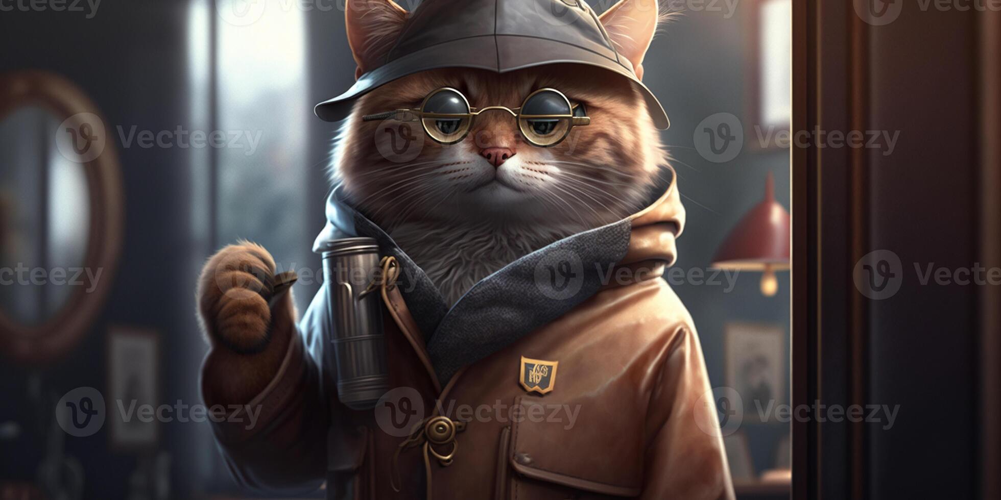 a cat in spy outfit photo