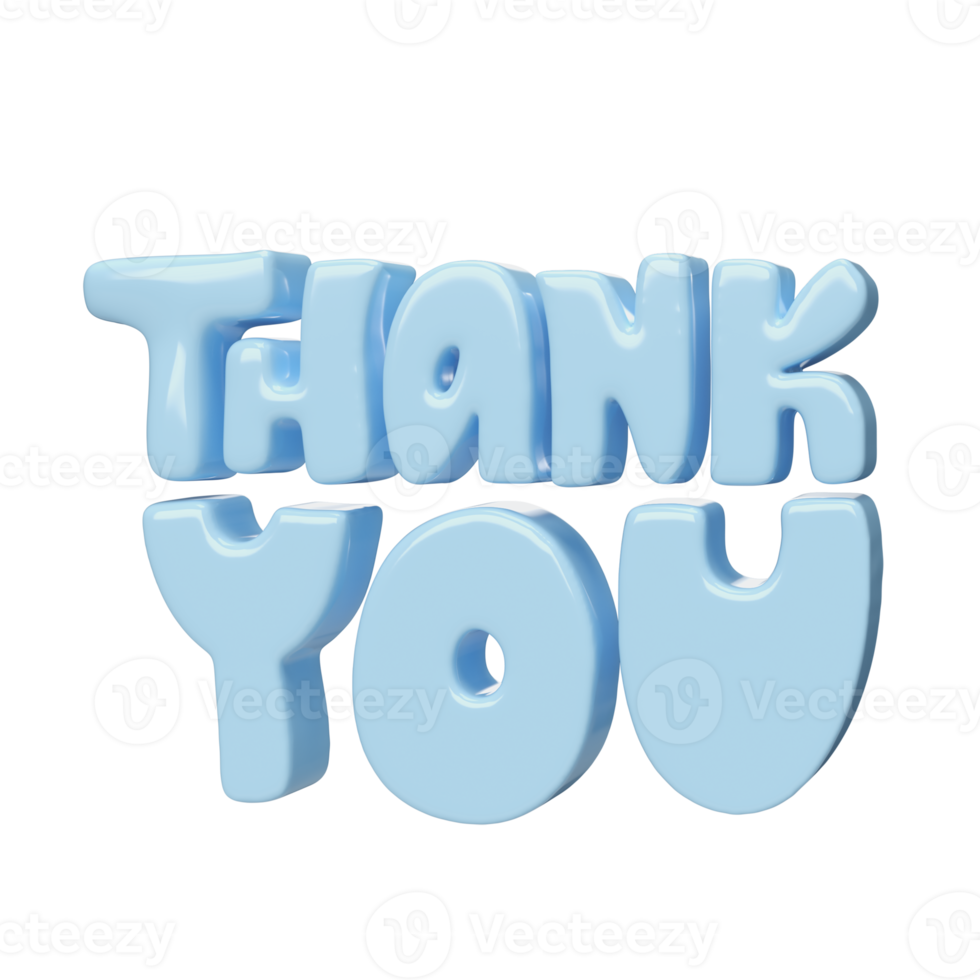 remercier vous bleu caractères 3d texte icône main dessiné, action de grâces journée mignonne illustration isolé transparent png Contexte