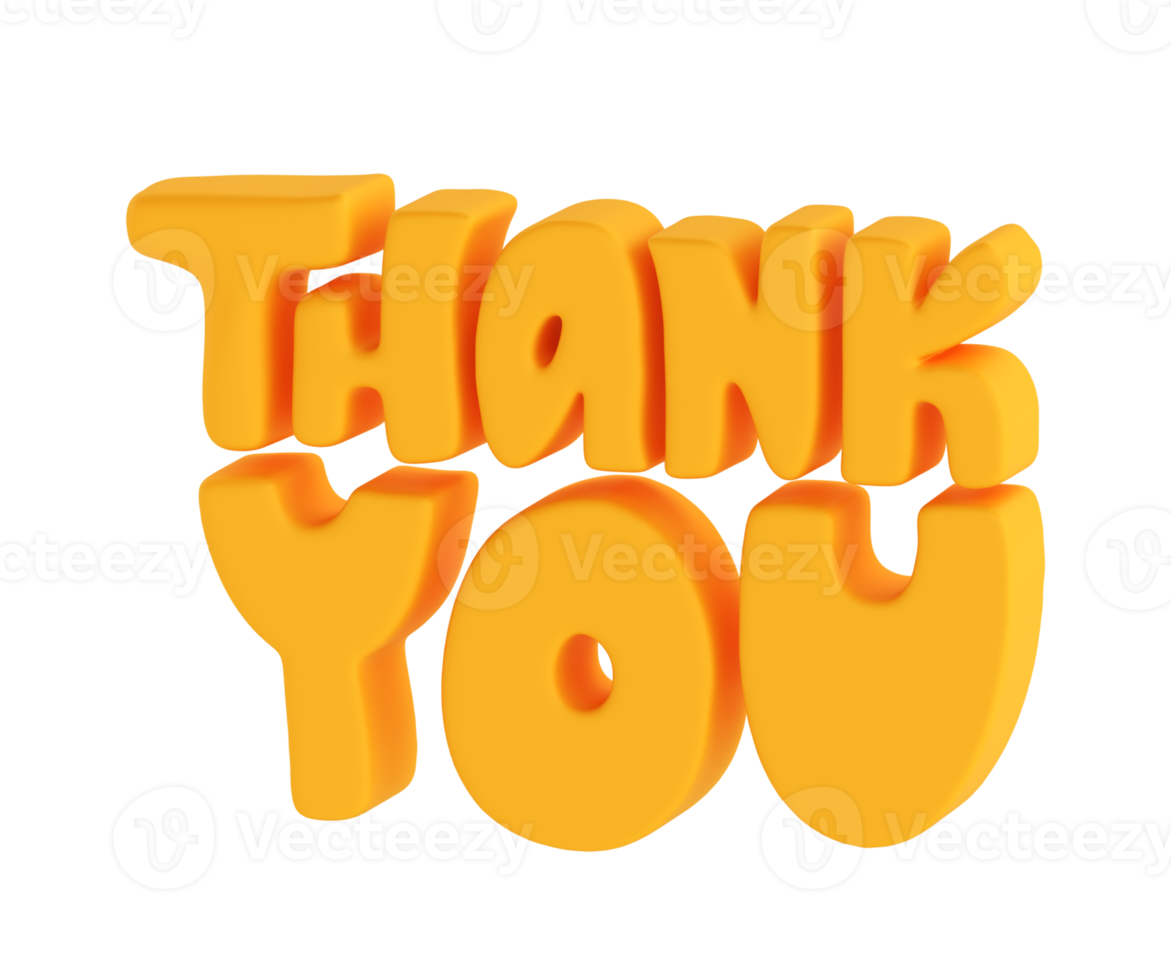 Thank you orange lettering 3d text icon hand drawn, thanksgiving day Cute Illustration isolated transparent png background