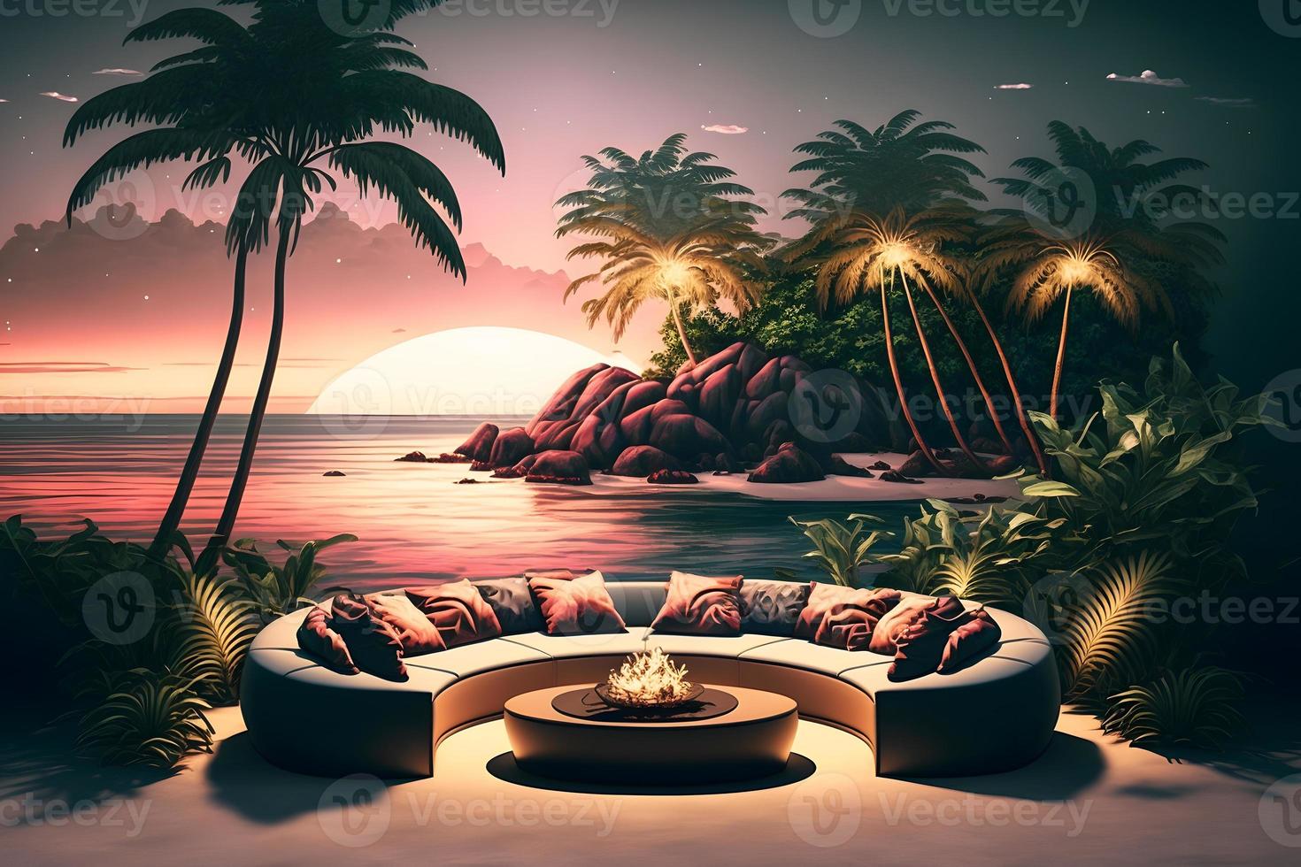 Luxury beach with chillout lounge place for rest next to sea shore ... Luxury beach with chillout lounge place for rest next to sea shore ...