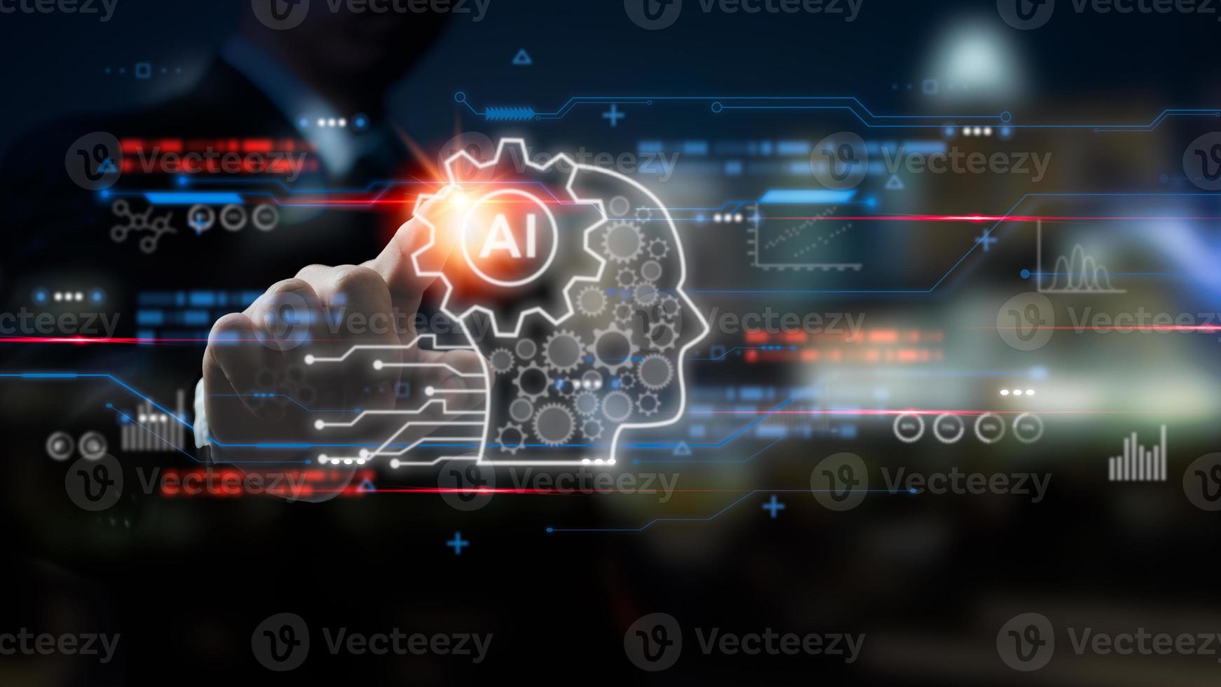 Chatbot conversation Ai Artificial Intelligence technology online customer service.Digital chatbot, robot application, OpenAI generate. Futuristic technology.Virtual assistant on internet. photo