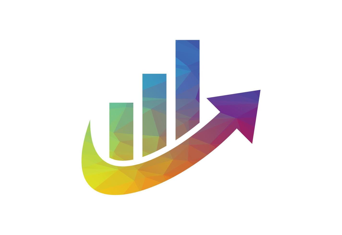 Low Poly and Financial logo design with creative arrow, Vector design concept