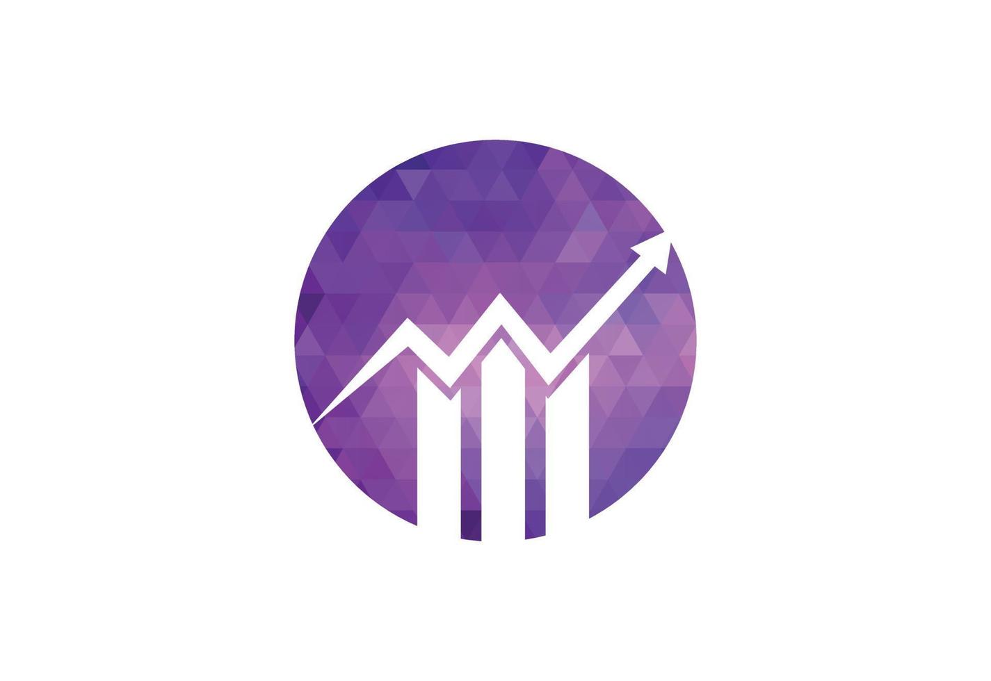 Low Poly and Financial logo design with creative arrow, Vector design concept
